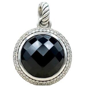 David Yurman Cerise 18mm Black Onyx Diamond Pendant With 0.93 Diamonds , Rare